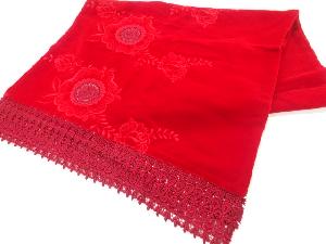 リサイクル　ビロードレース草花模様ショール